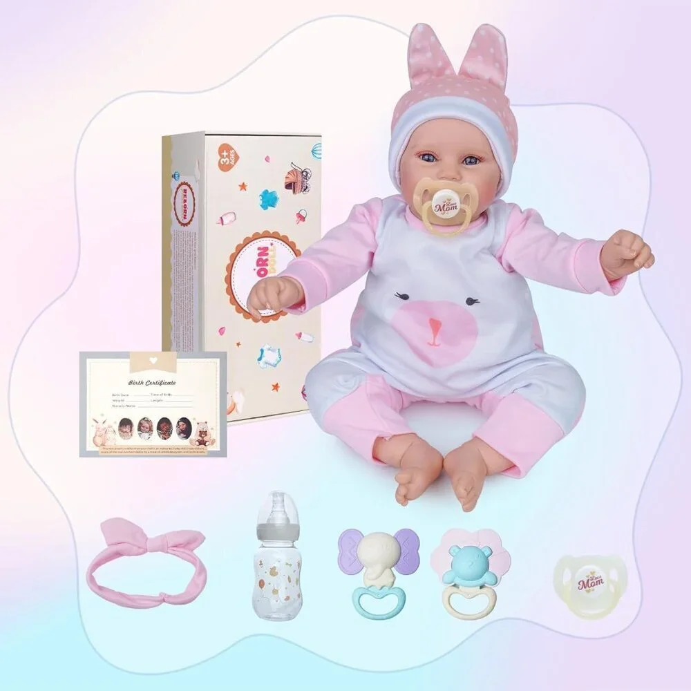 🆕20Inch Realistic Soft Vinyl With Weighted Cloth Body Emily Girl Reborn Baby